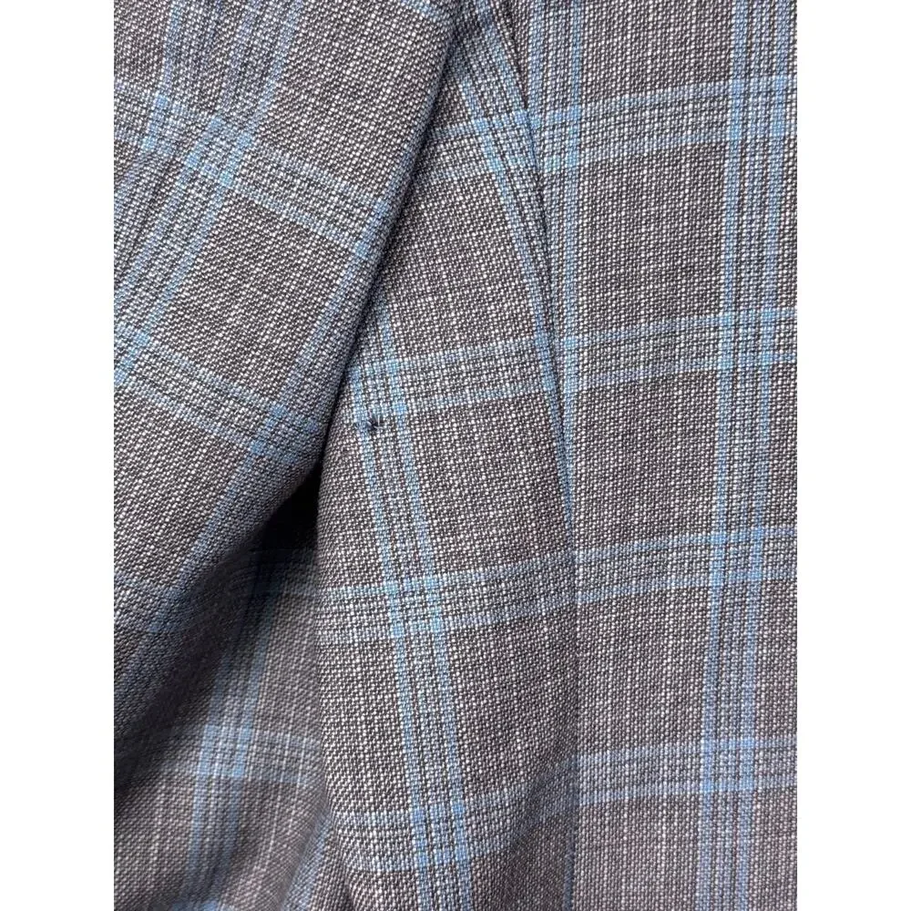 Brooks Brothers Blazer 45R Mens Regent Gray Blue Wool Plaid Sport Coat Jacket